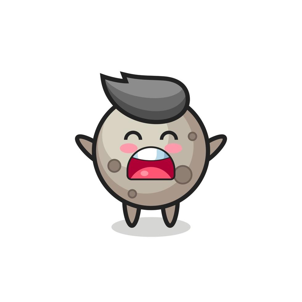 cute moon mascot with a yawn expression vector