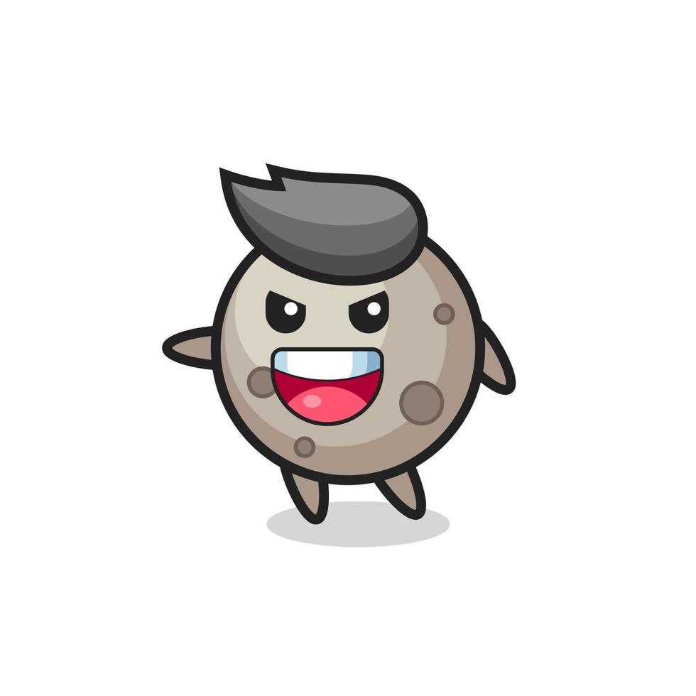 moon cartoon with very excited pose vector