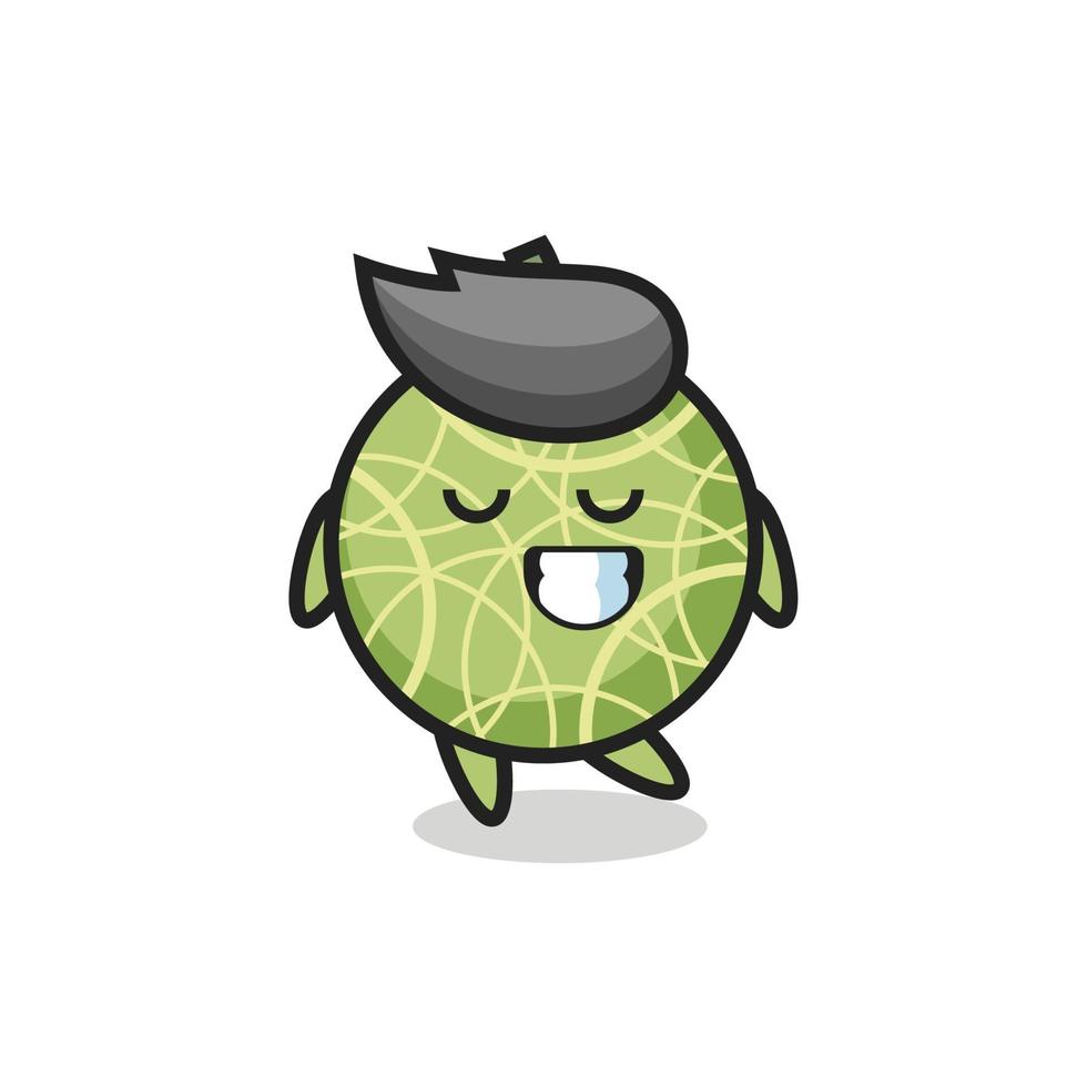 melon fruit cartoon illustration with a shy expression vector