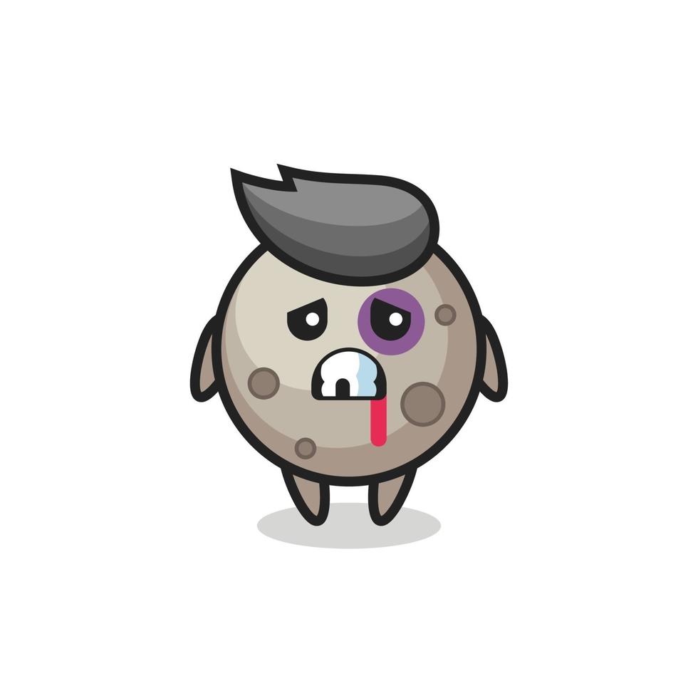 injured moon character with a bruised face vector