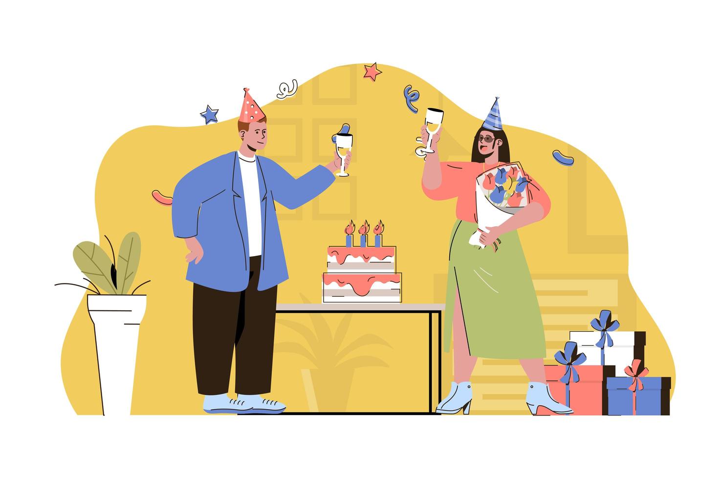 concepto de fiesta de cumpleaños para sitio web y sitio móvil vector