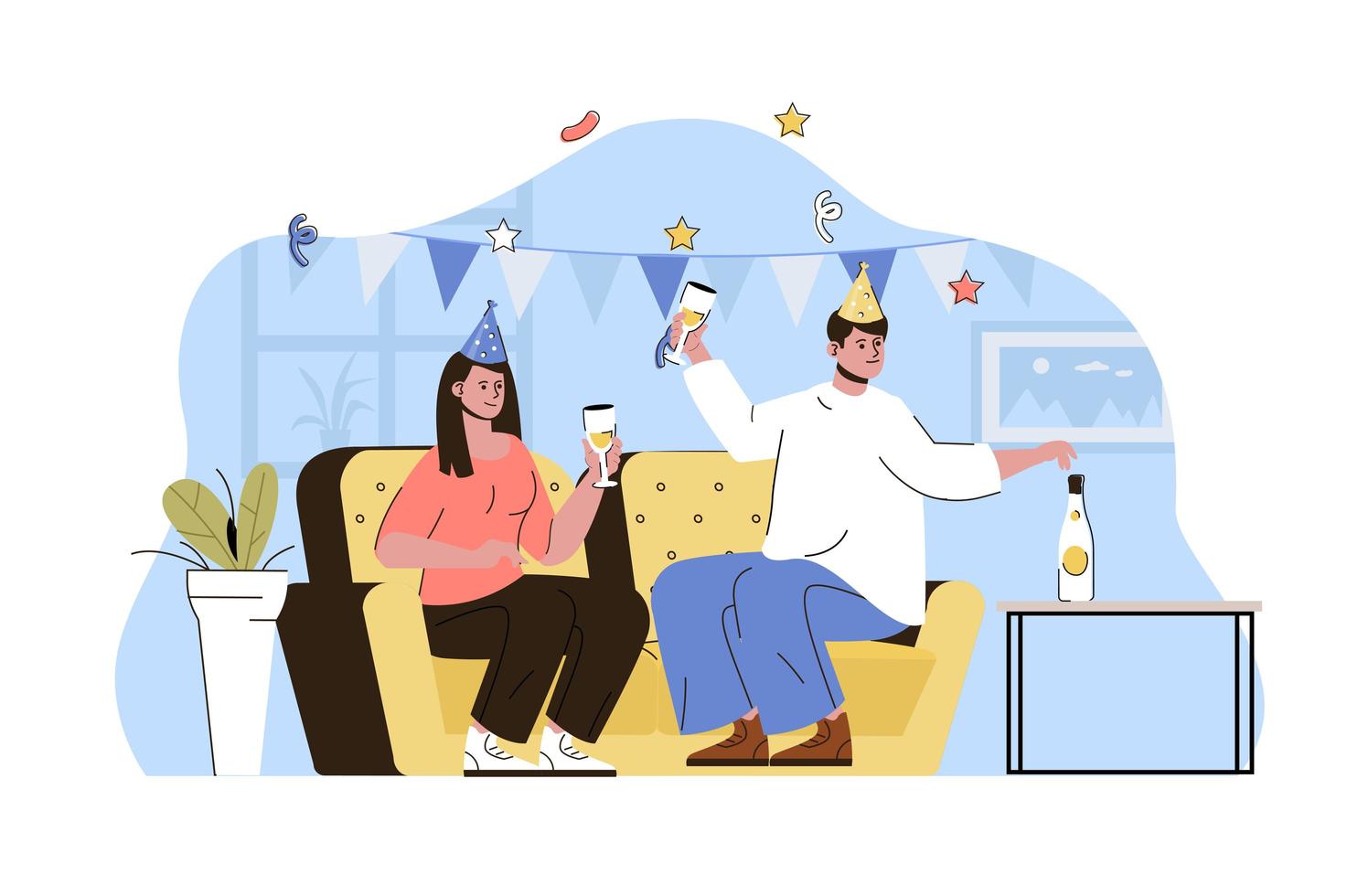 concepto de fiesta en casa para sitio web y sitio móvil vector