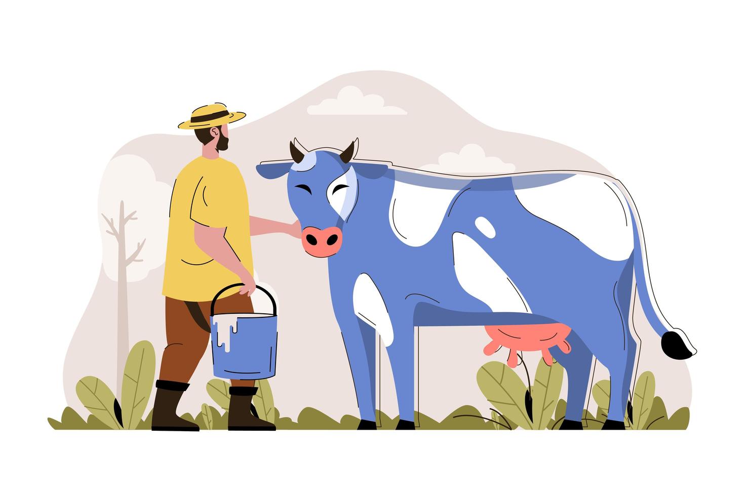 Dairy farming concept for website and mobile site vector