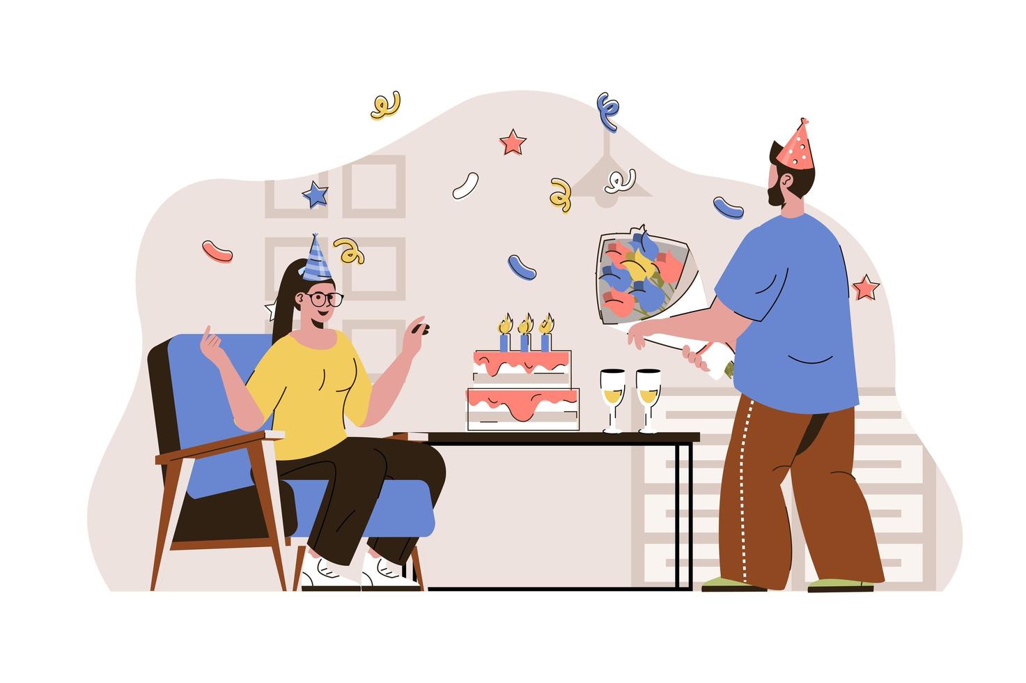 concepto de fiesta de cumpleaños para sitio web y sitio móvil vector