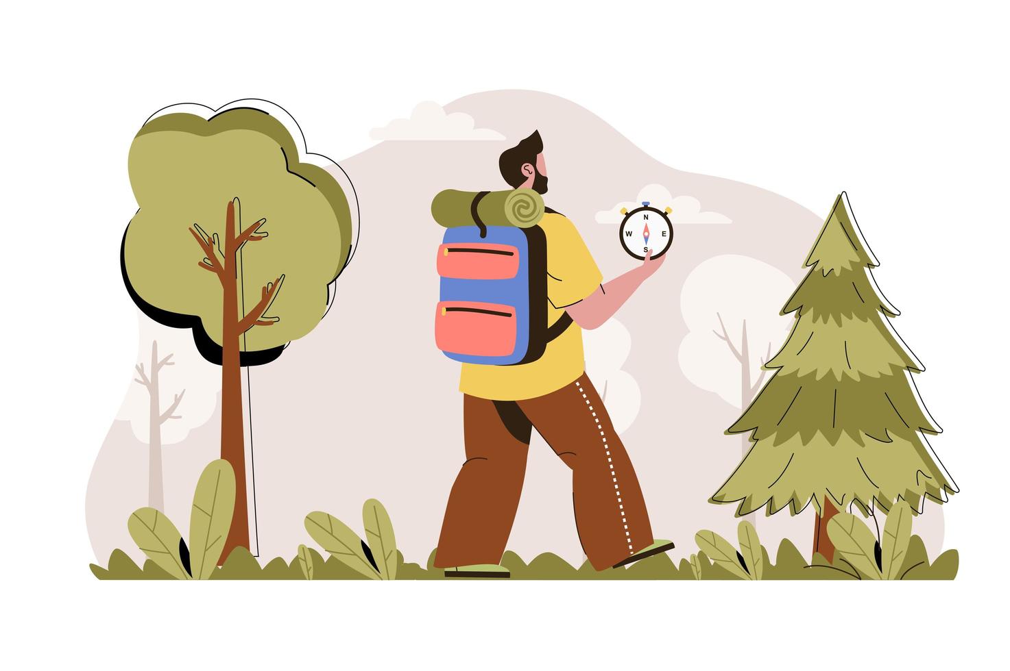 campaña en el concepto de bosque para sitio web y sitio móvil vector