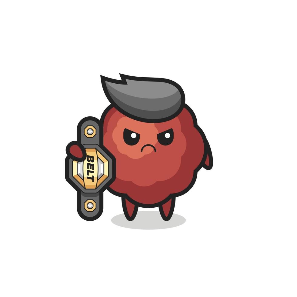 meatball mascot character as a MMA fighter with the champion belt vector