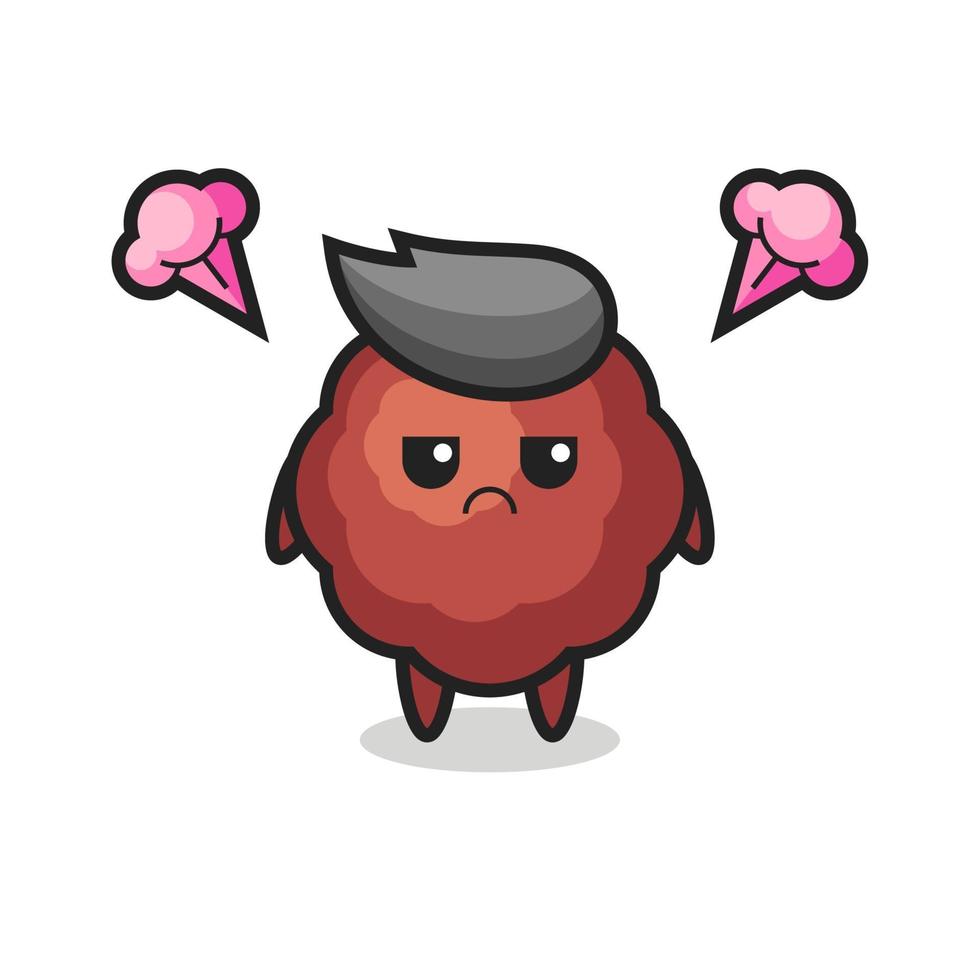 annoyed expression of the cute meatball cartoon character vector