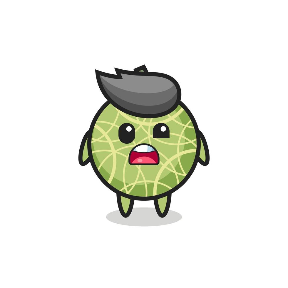 the shocked face of the cute melon fruit mascot vector