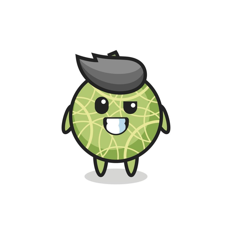cute melon fruit mascot with an optimistic face vector