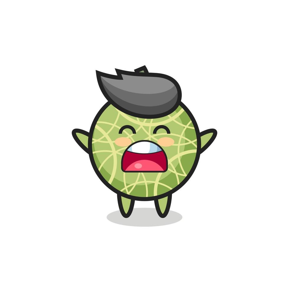 cute melon fruit mascot with a yawn expression vector