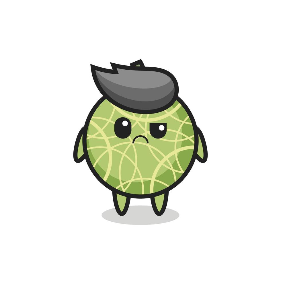the mascot of the melon fruit with sceptical face vector