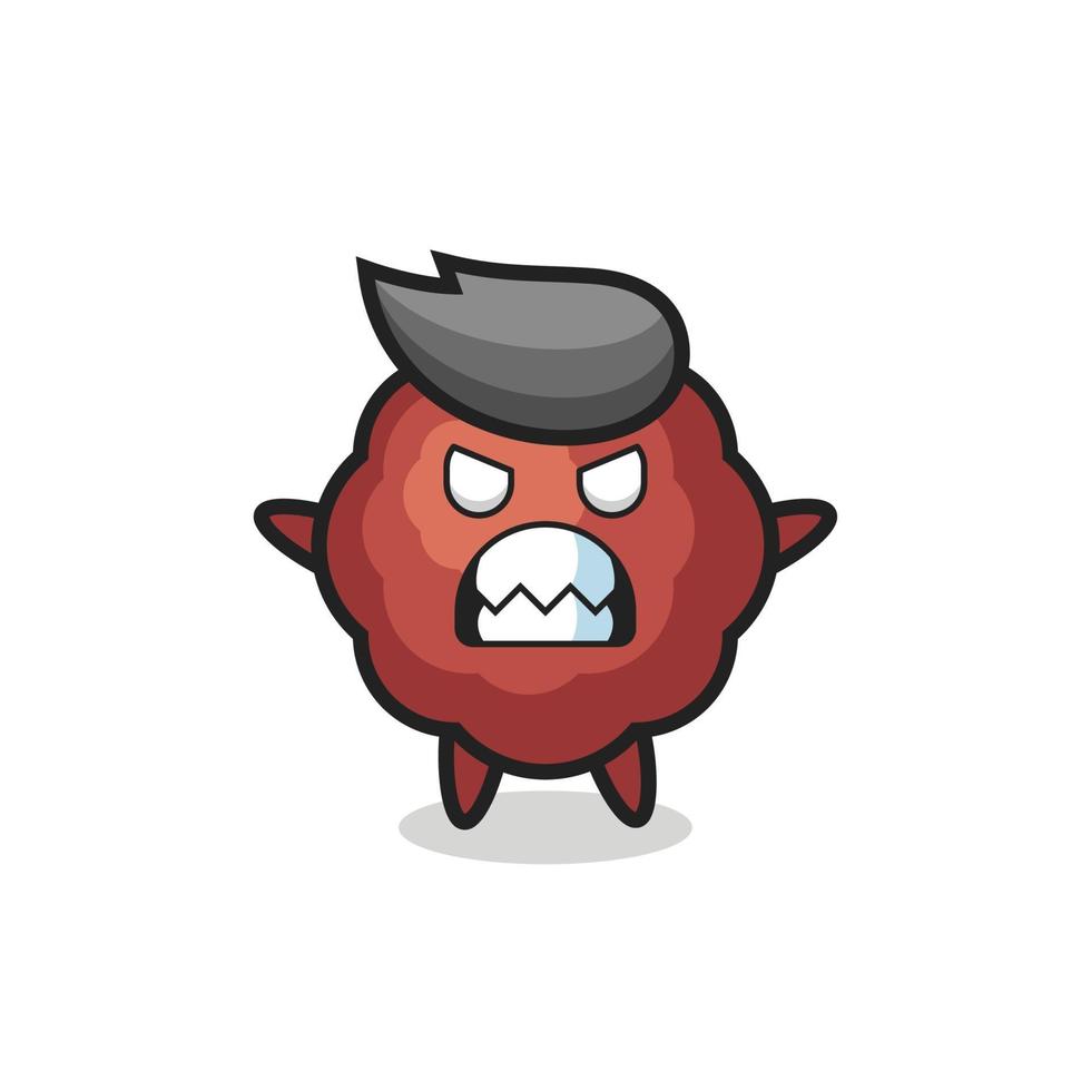 wrathful expression of the meatball mascot character vector