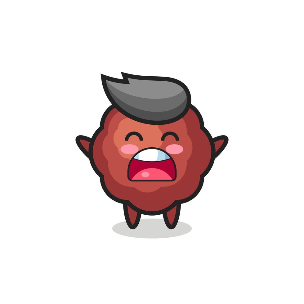 cute meatball mascot with a yawn expression vector