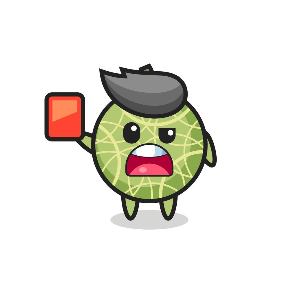 melon fruit cute mascot as referee giving a red card vector