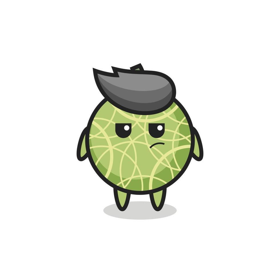 cute melon fruit character with suspicious expression vector