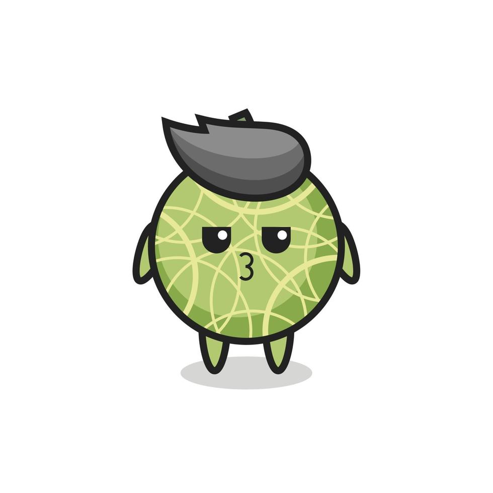 the bored expression of cute melon fruit characters vector