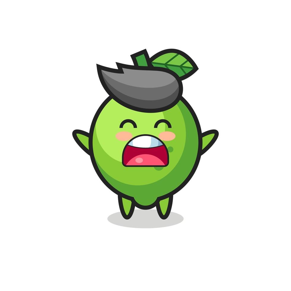 cute lime mascot with a yawn expression vector