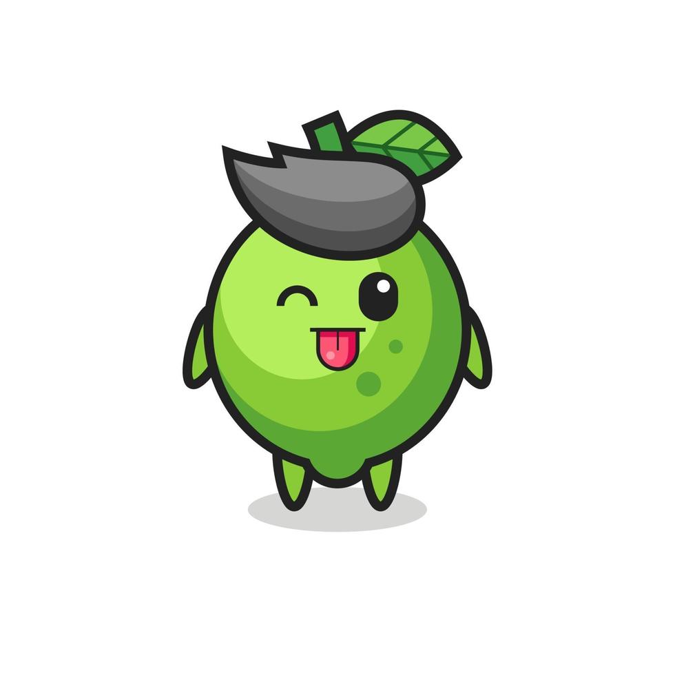 cute lime character in sweet expression while sticking out her tongue vector