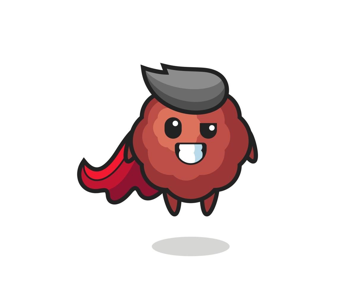 the cute meatball character as a flying superhero vector