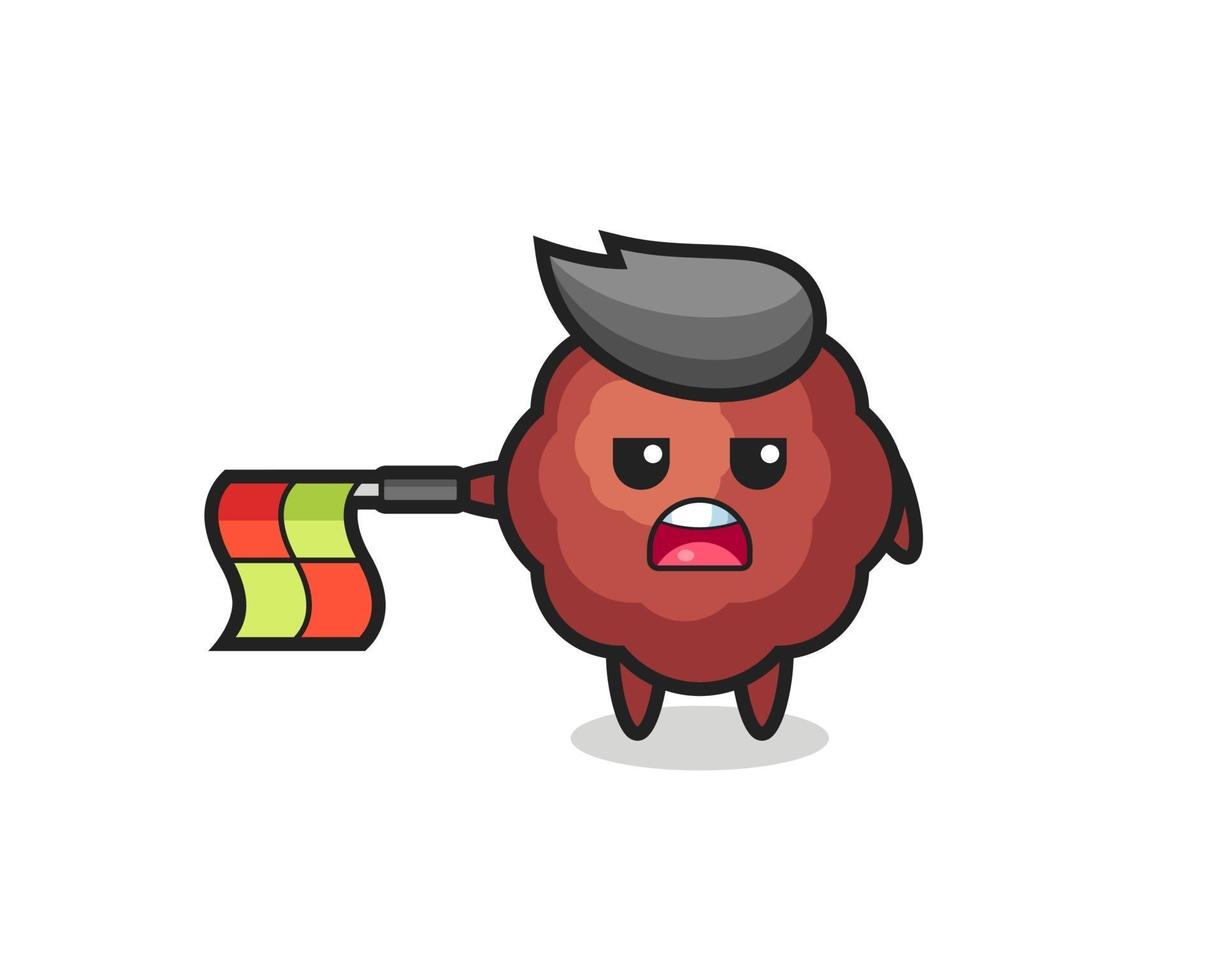 meatball character as line judge hold the flag straight horizontally vector