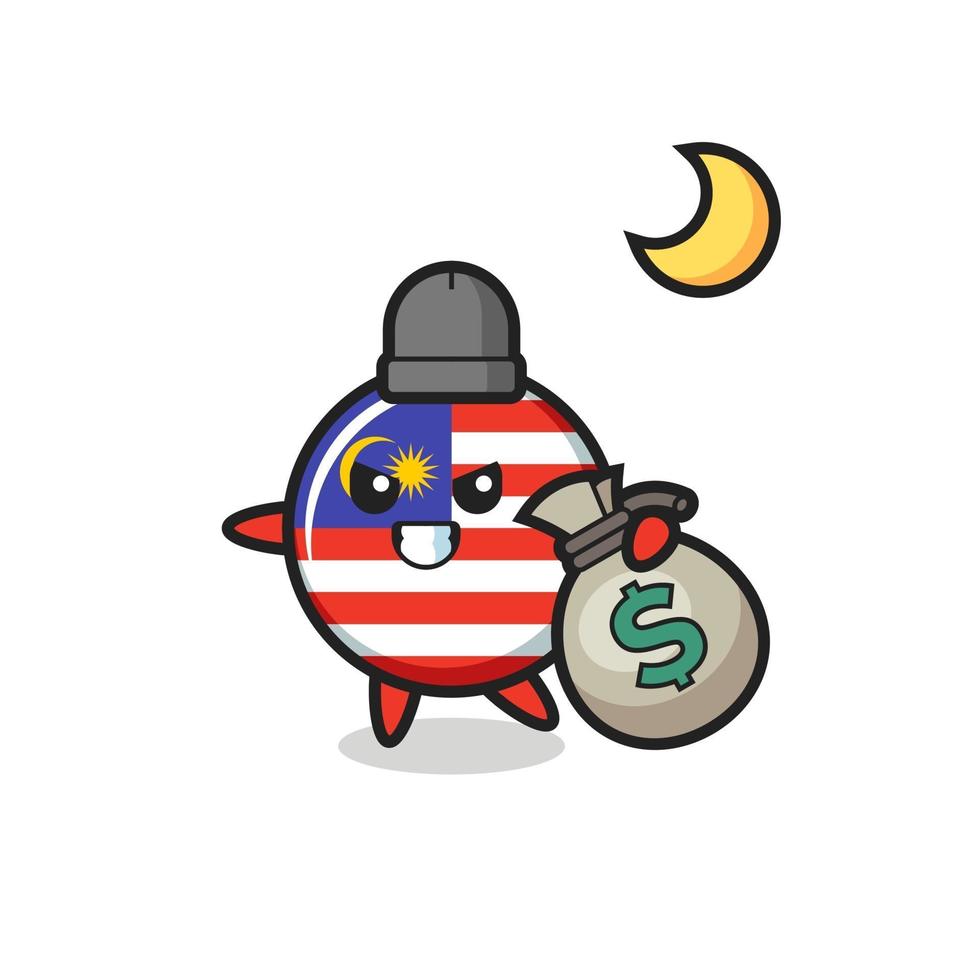 Illustration of malaysia flag badge cartoon is stolen the money vector