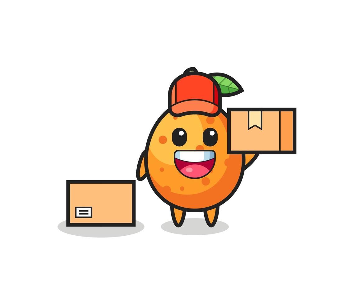 Mascot Illustration of kumquat as a courier vector