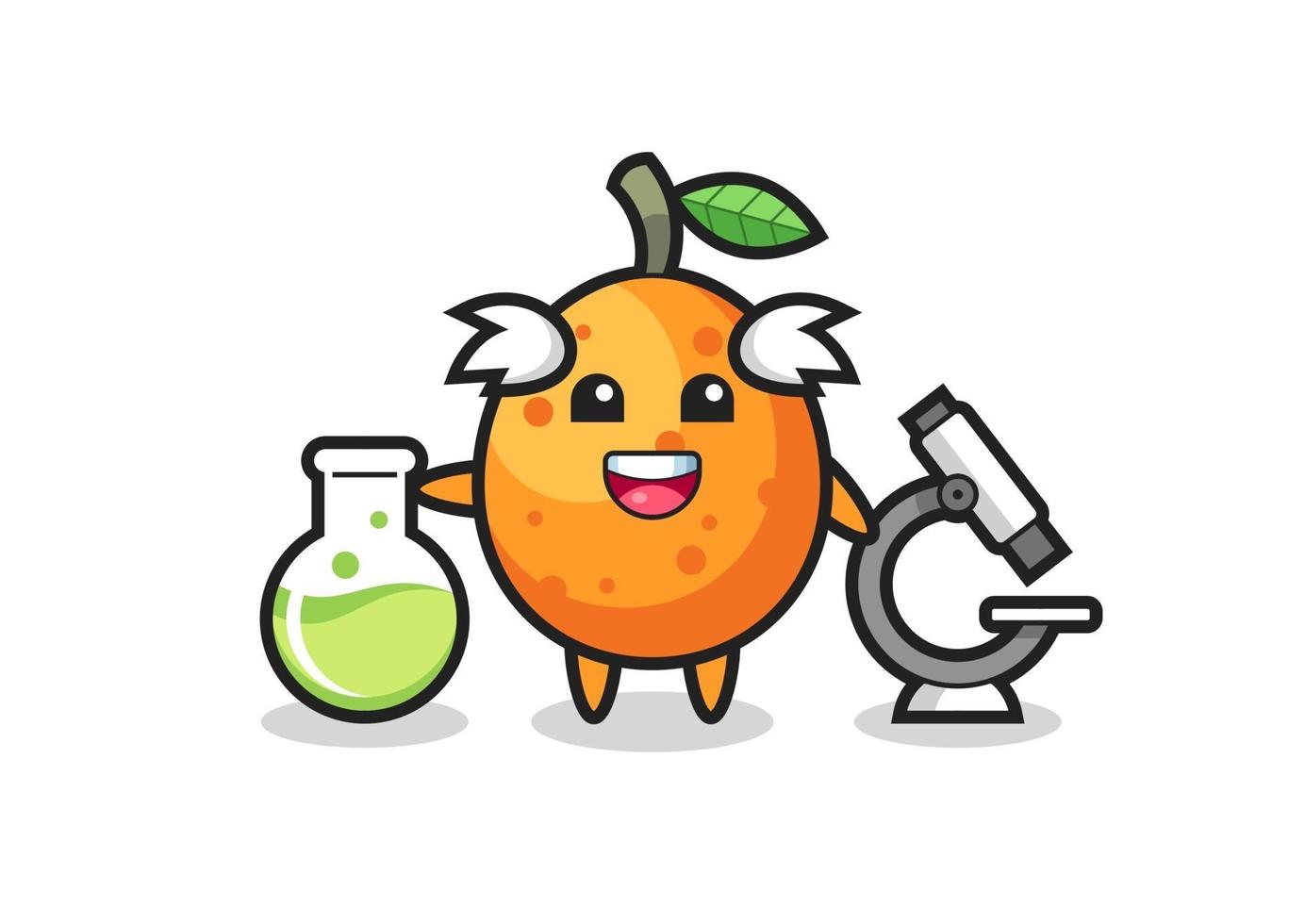 Mascot character of kumquat as a scientist vector