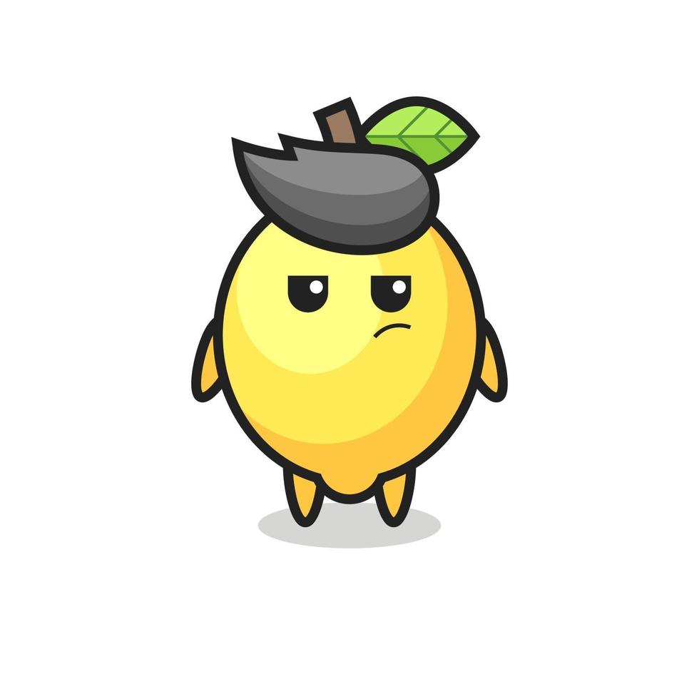 cute lemon character with suspicious expression vector