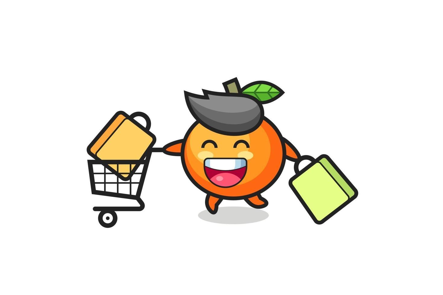 black Friday illustration with cute mandarin orange mascot vector