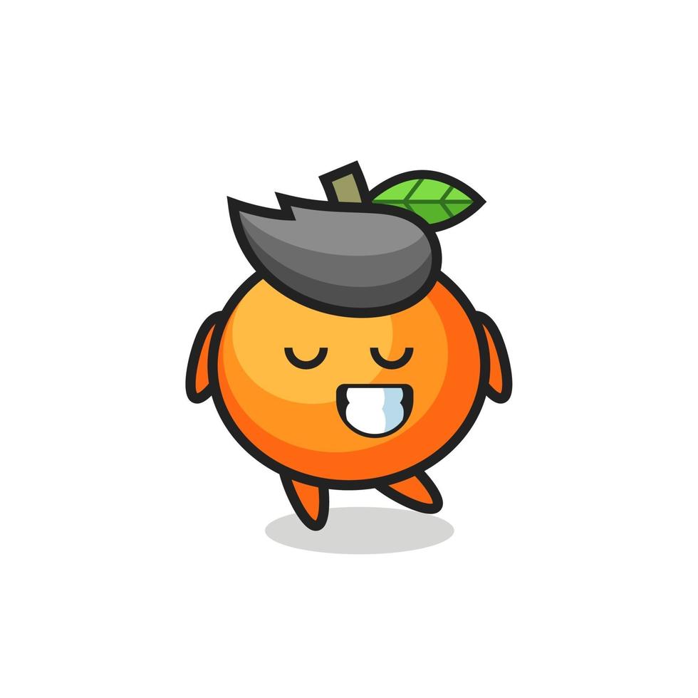 mandarin orange cartoon illustration with a shy expression vector