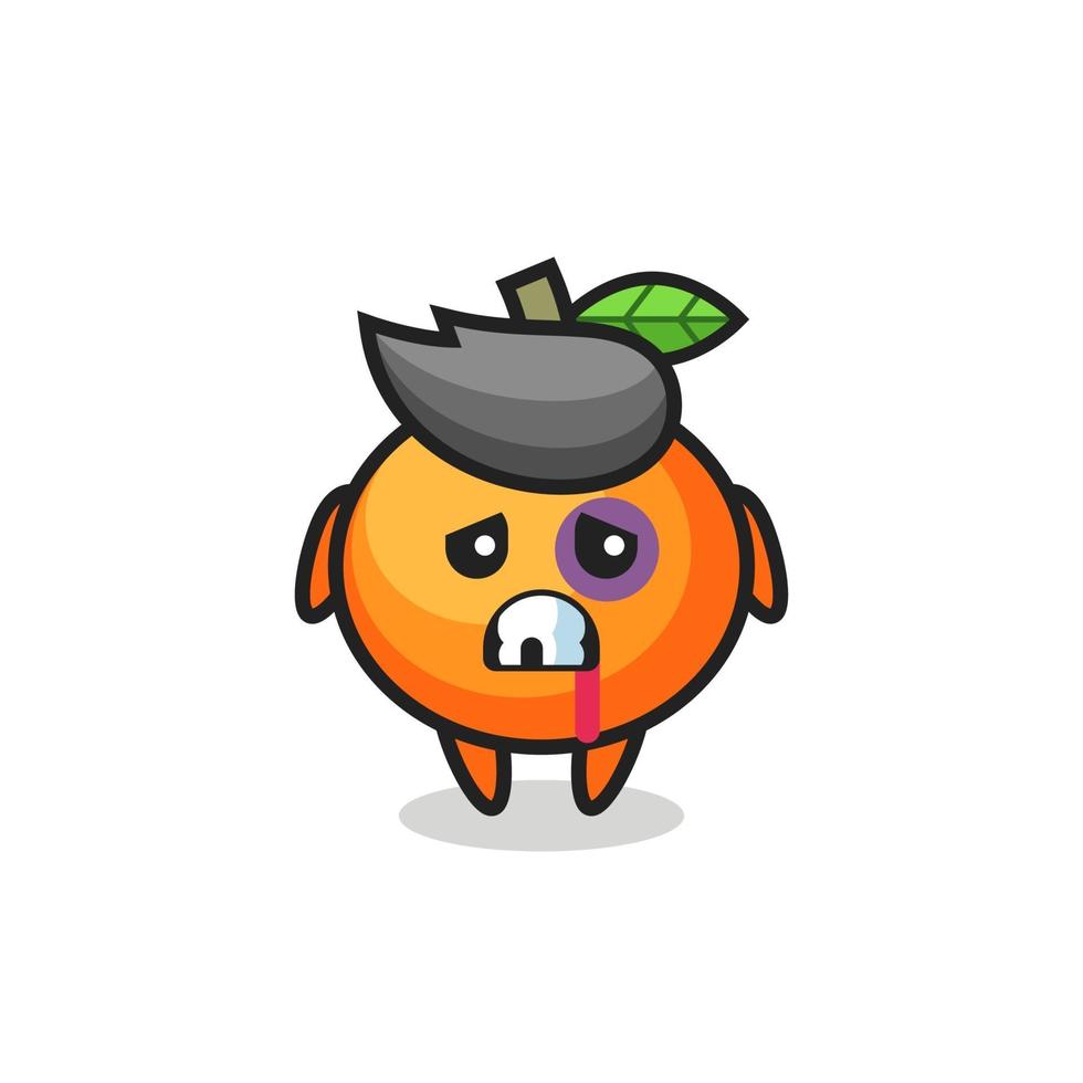 injured mandarin orange character with a bruised face vector