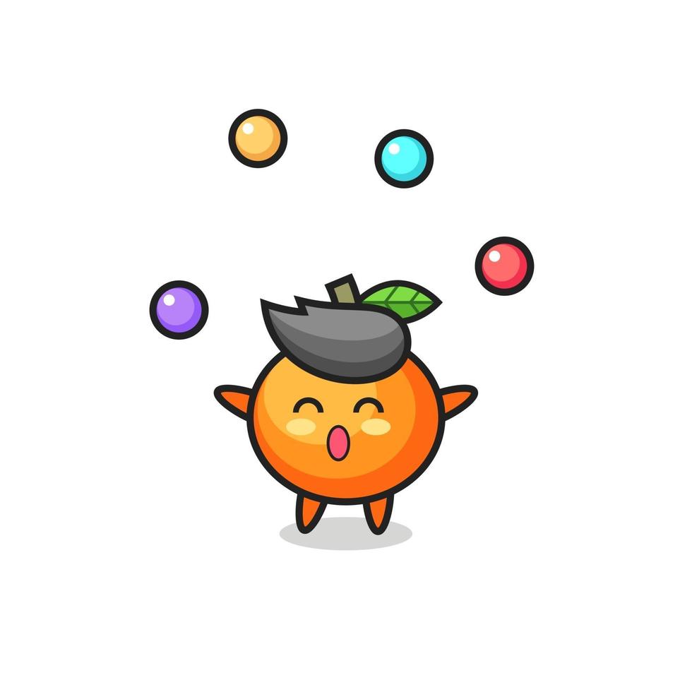 the mandarin orange circus cartoon juggling a ball vector