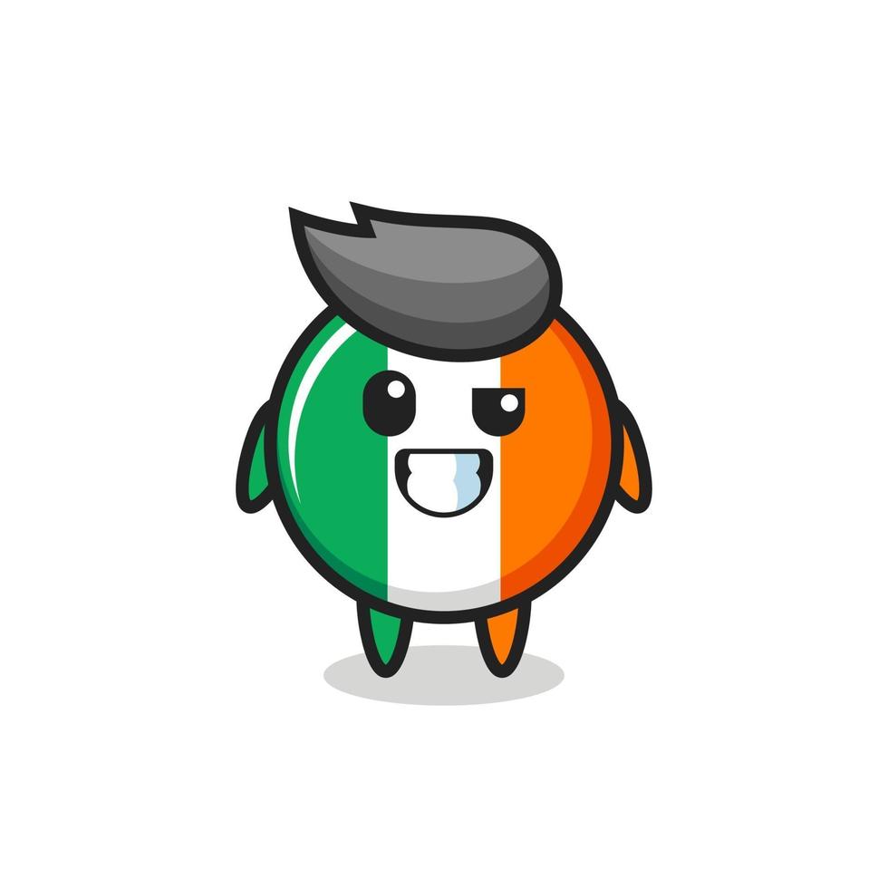 linda mascota de la insignia de la bandera de irlanda con una cara optimista vector