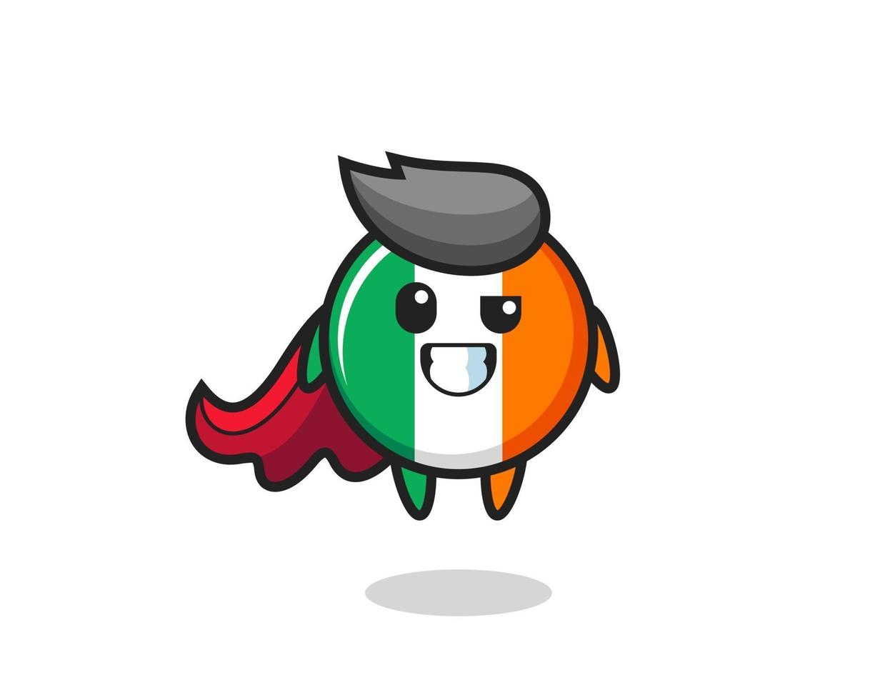 el lindo personaje de la insignia de la bandera de irlanda como un superhéroe volador vector