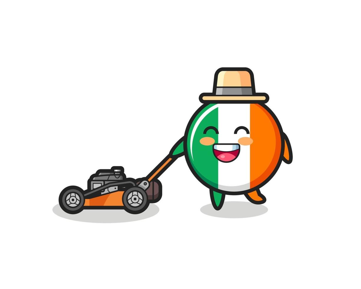 illustration of the ireland flag badge character using lawn mower vector