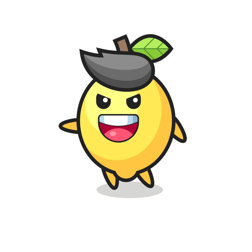 lemon cartoon with very excited pose vector