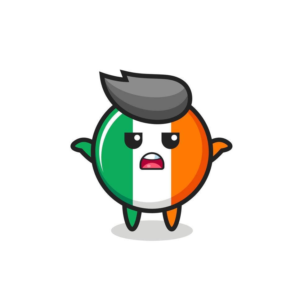 ireland flag badge mascot character saying I do not know vector