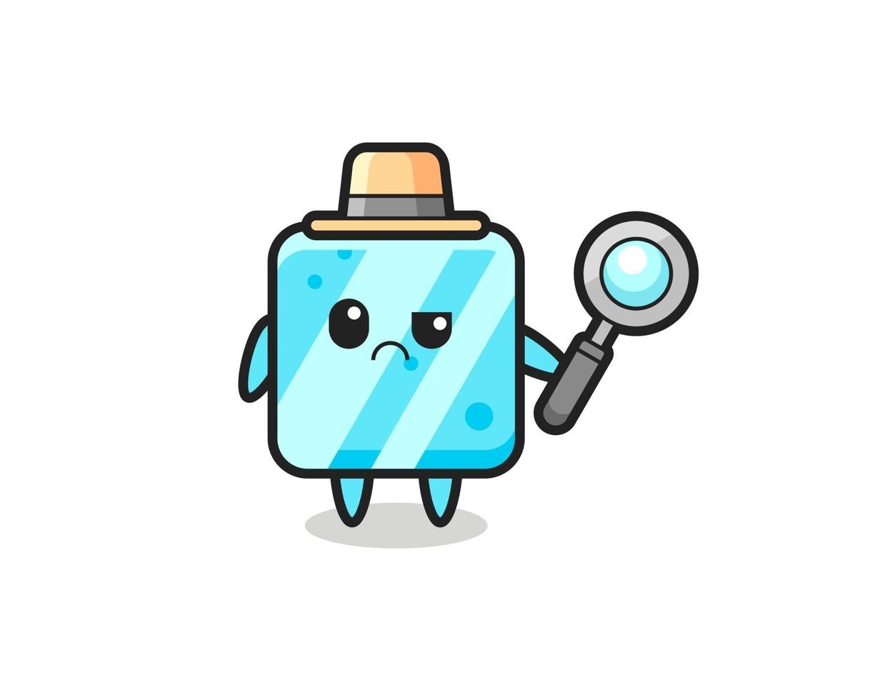 the mascot of cute ice cube as a detective vector
