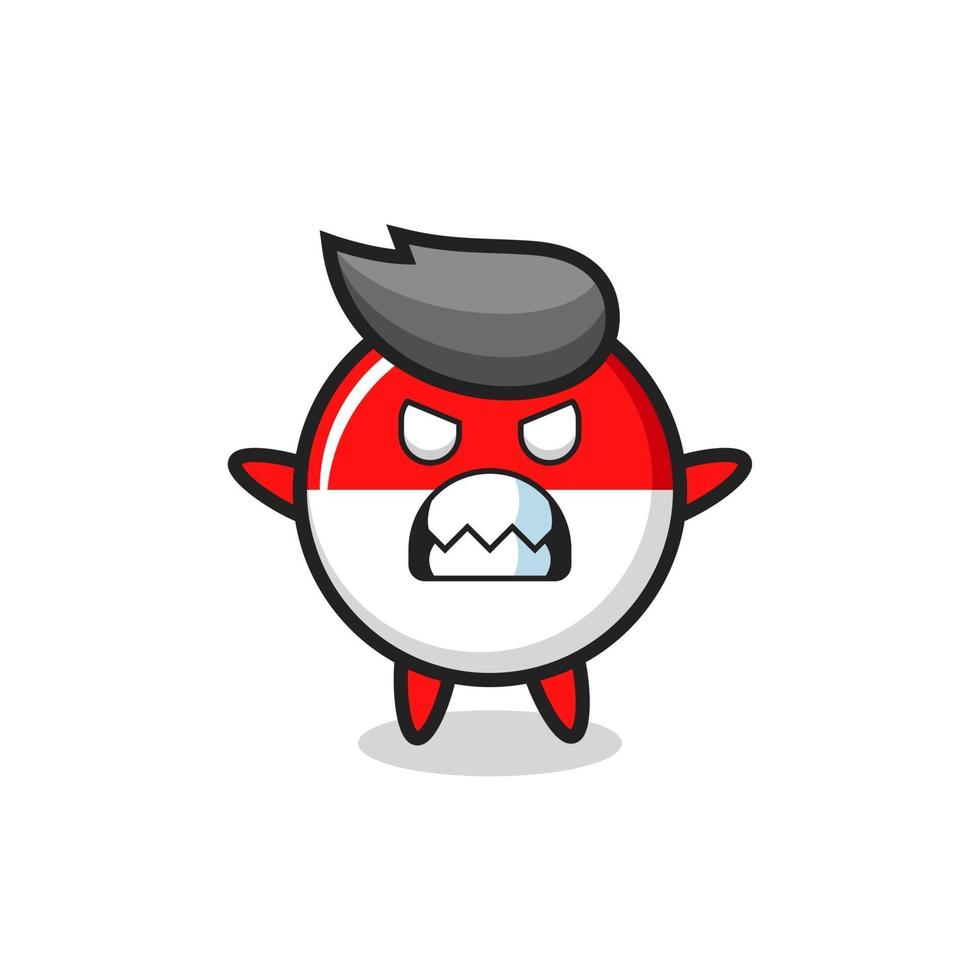 wrathful expression of the indonesia flag badge mascot character vector