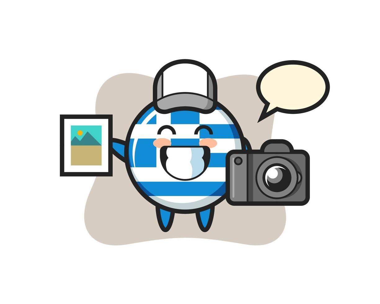 Character Illustration of greece flag badge as a photographer vector