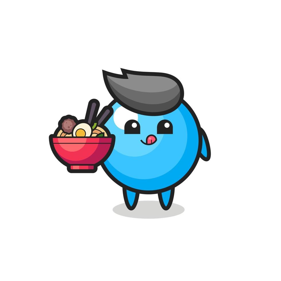 cute bubble gum character eating noodles vector