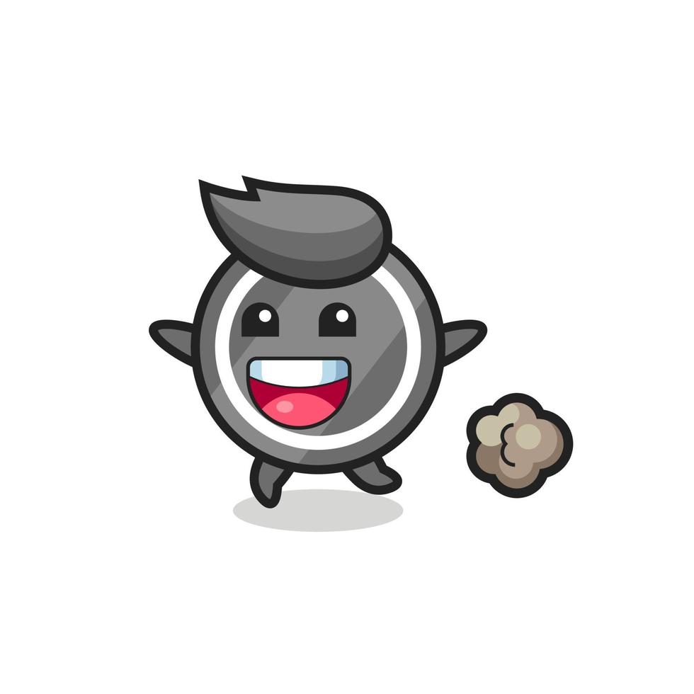 the happy hockey puck cartoon with running pose vector