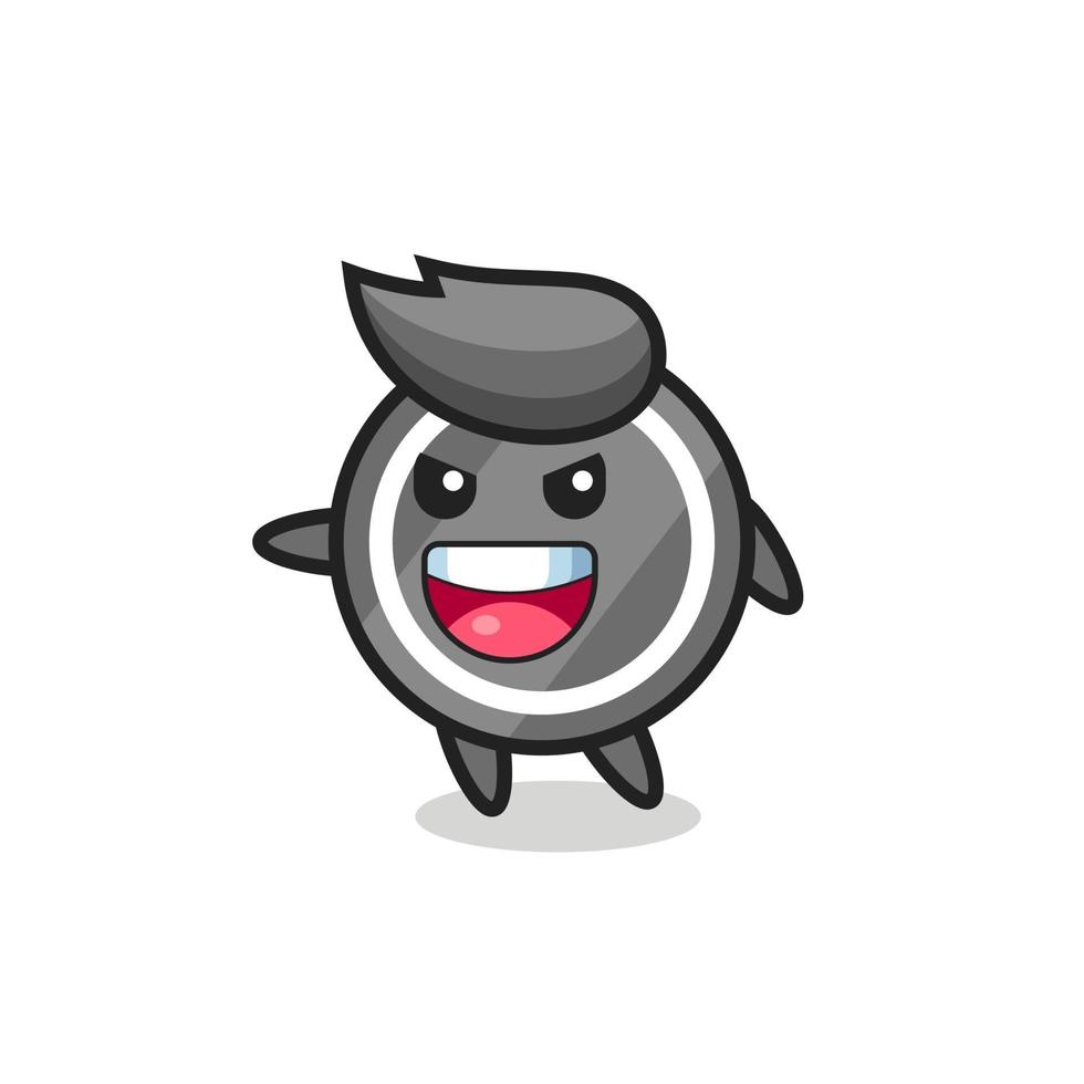 hockey puck cartoon with very excited pose vector