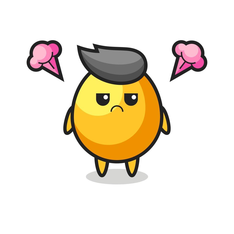 annoyed expression of the cute golden egg cartoon character vector