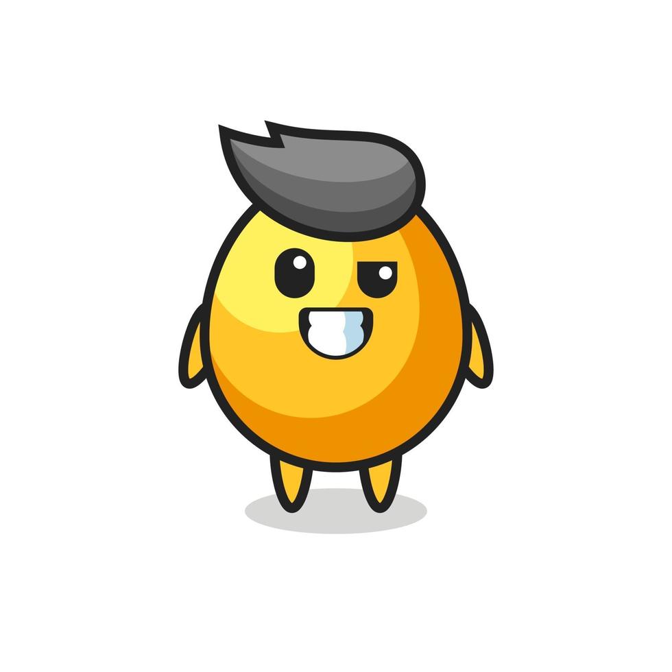 linda mascota de huevo dorado con cara optimista vector