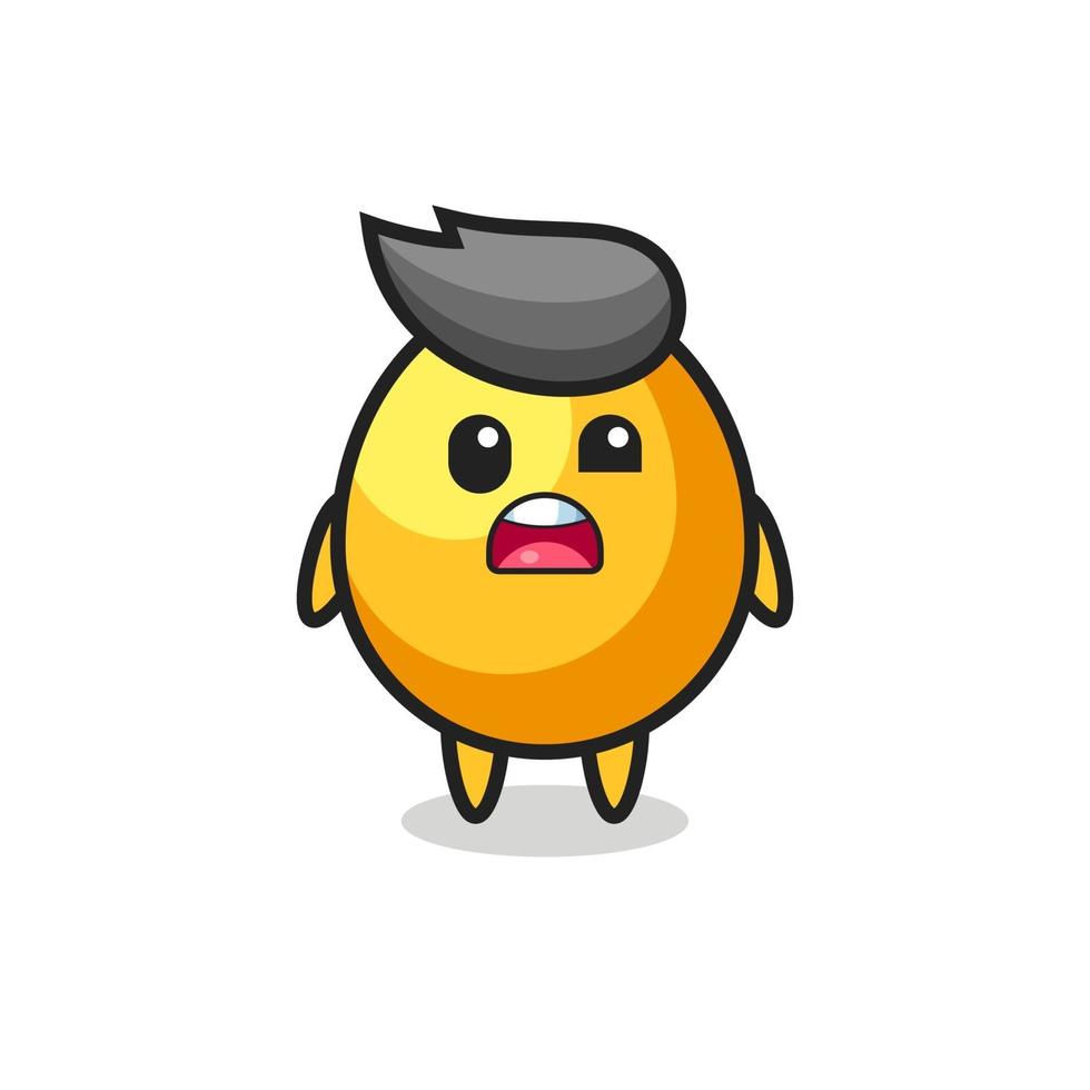 the shocked face of the cute golden egg mascot vector