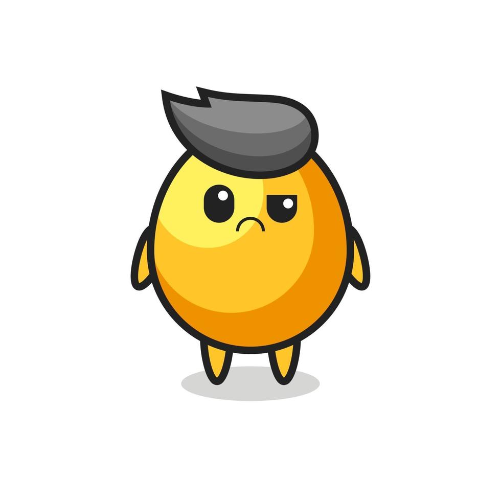 the mascot of the golden egg with sceptical face vector