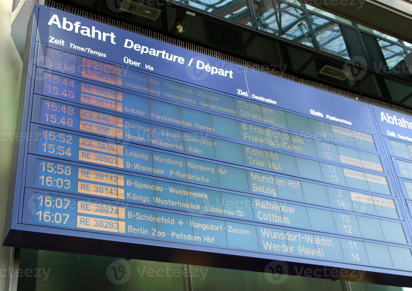 Timetable at train station photo