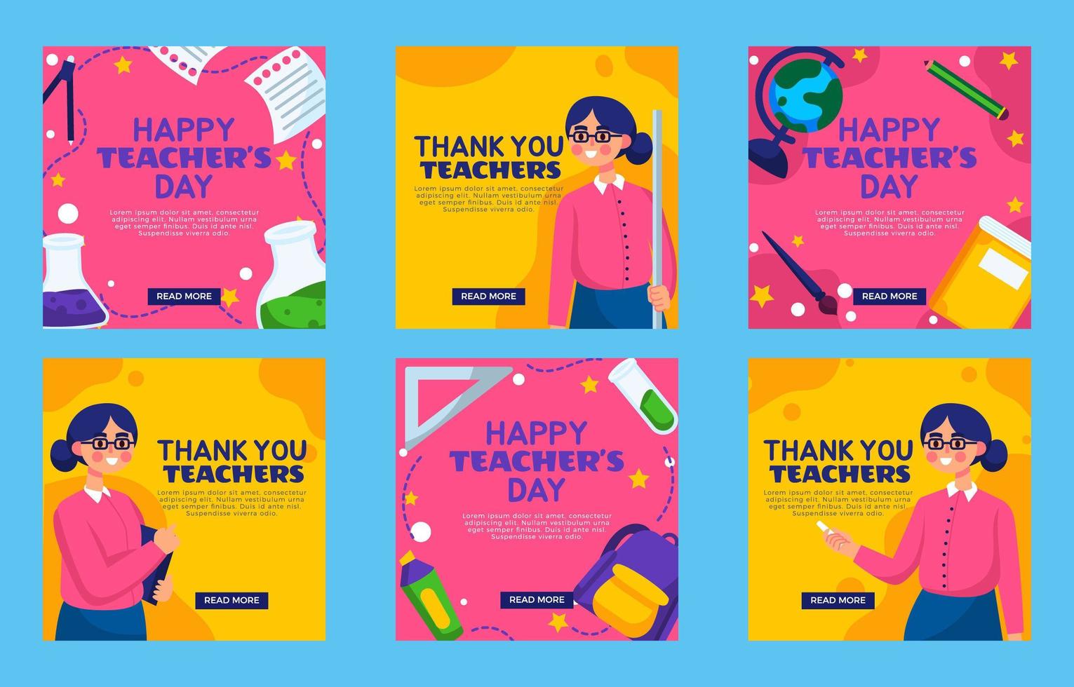 Teacher's Day Social Media Post Template vector