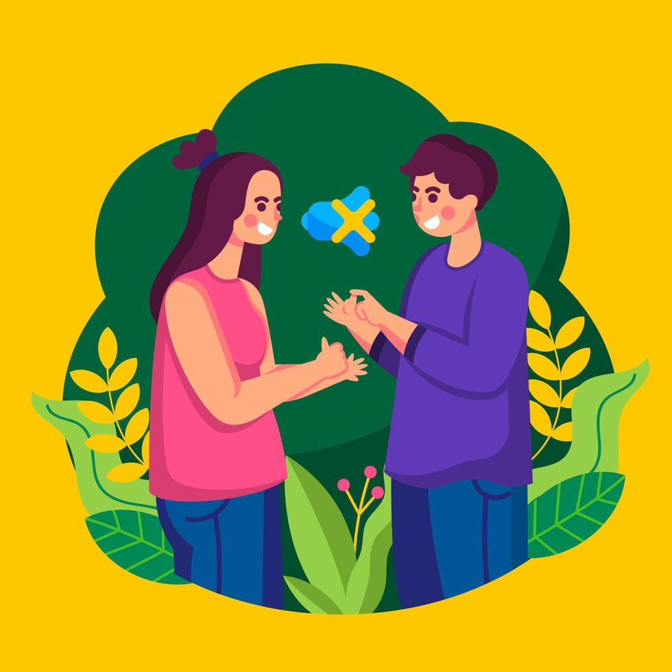 Couple Communicating using Sign Language vector